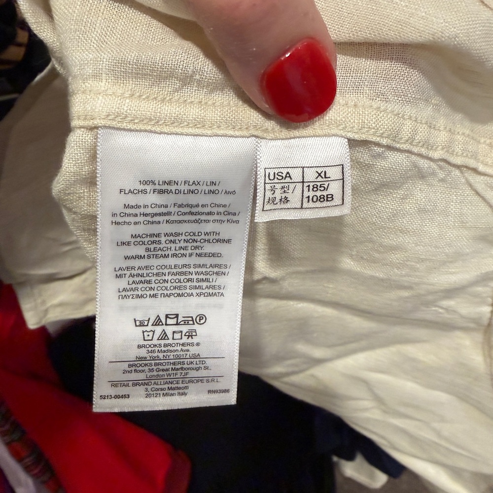 Brooks Brothers Off-White Linen Polo Shirt XL - Picture 2 of 3